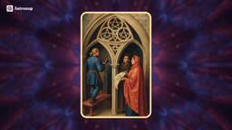Three of Pentacles tarot card showing a craftsman working on a cathedral